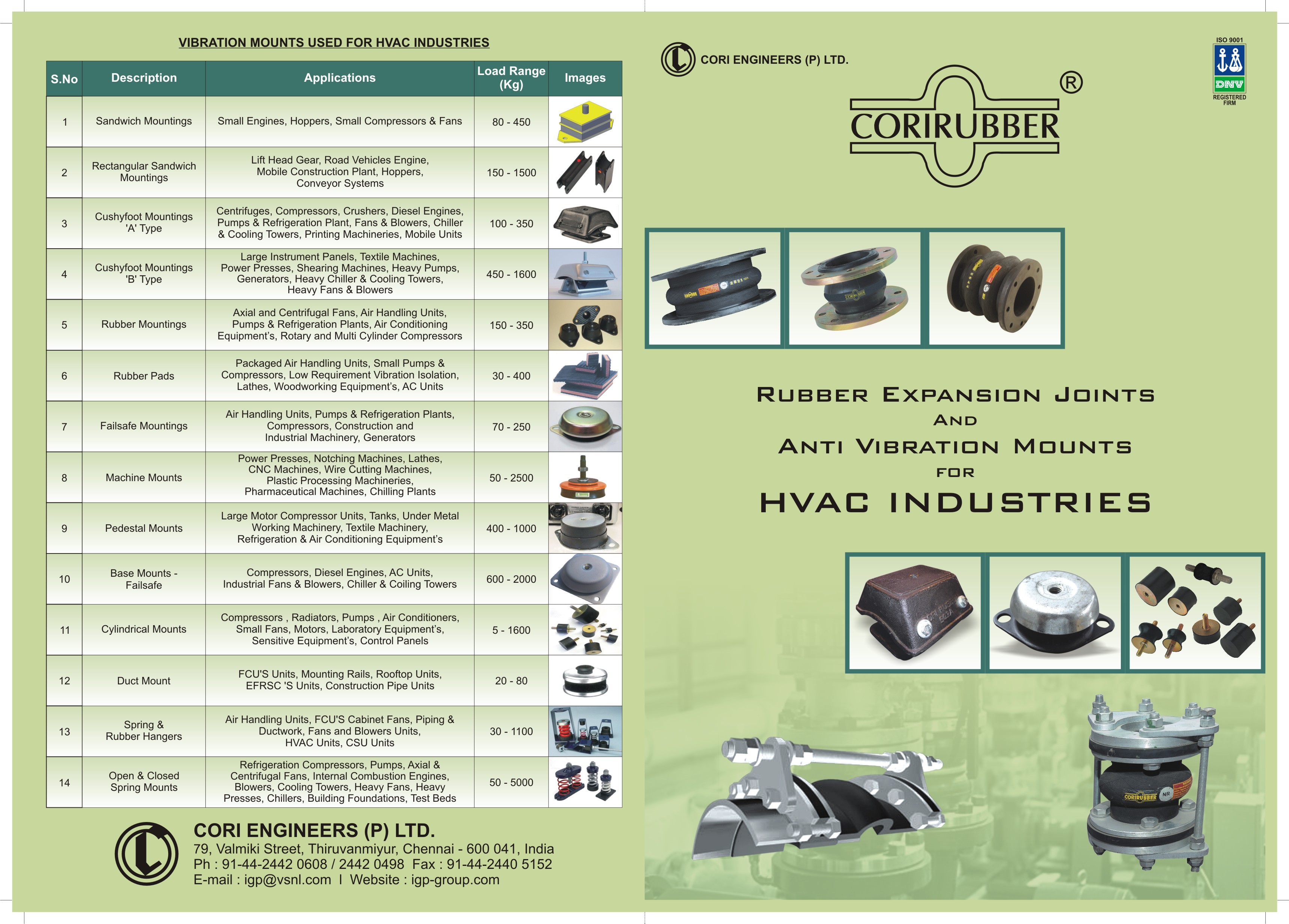 HVAC bellows and anti vibration mounts